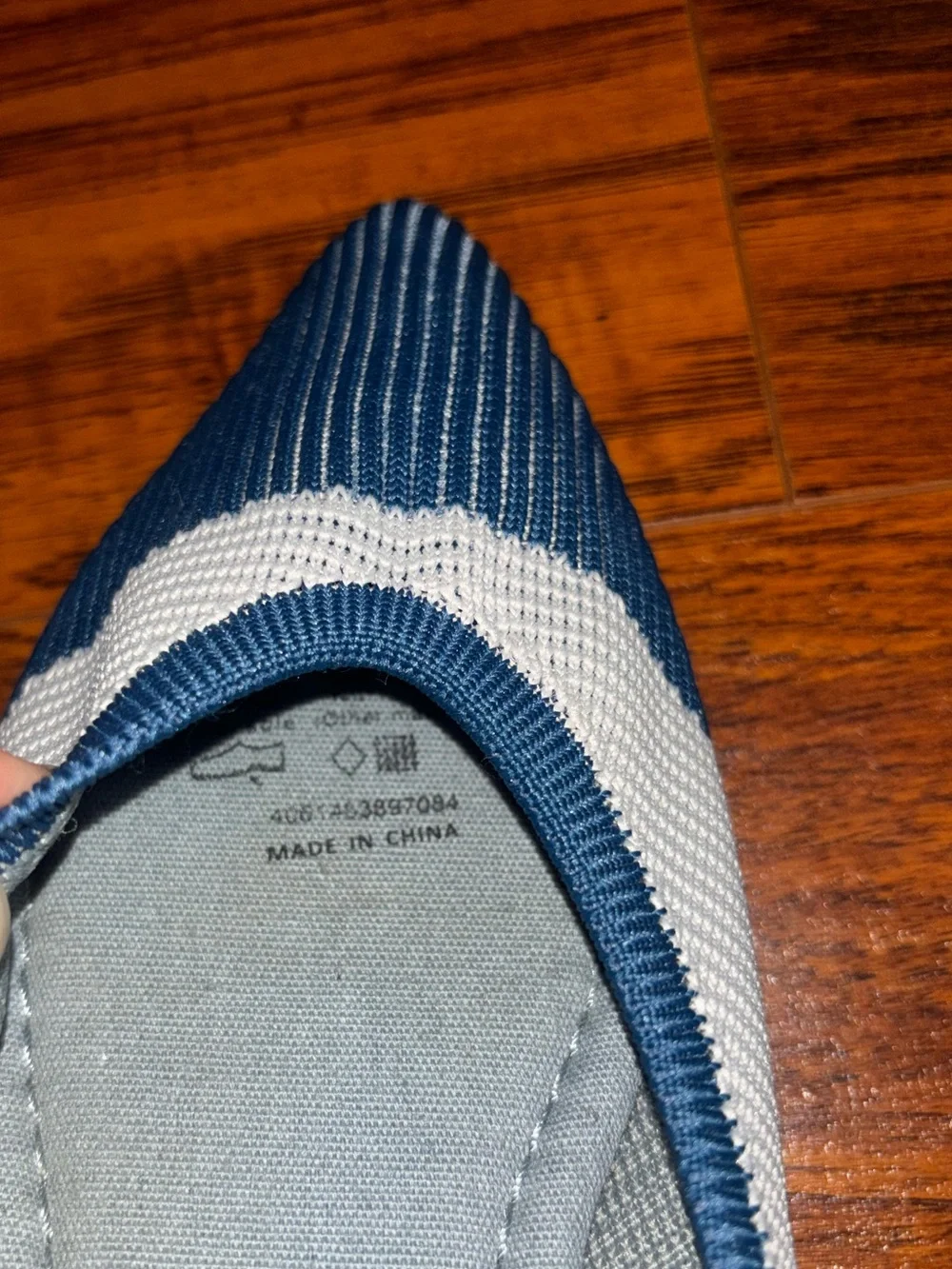 SERRA Knit Pointed Toe Ballet Flats Two-Tone Colorblock Blue Gray White Slip-Ons